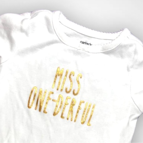 4/$20 Carter’s  White Onederful Onesie - Picture 2 of 4